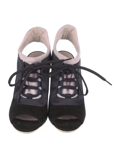 Miu Miu Suede Colorblock Pattern Slingback Pumps