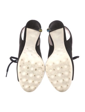 Miu Miu Suede Colorblock Pattern Slingback Pumps