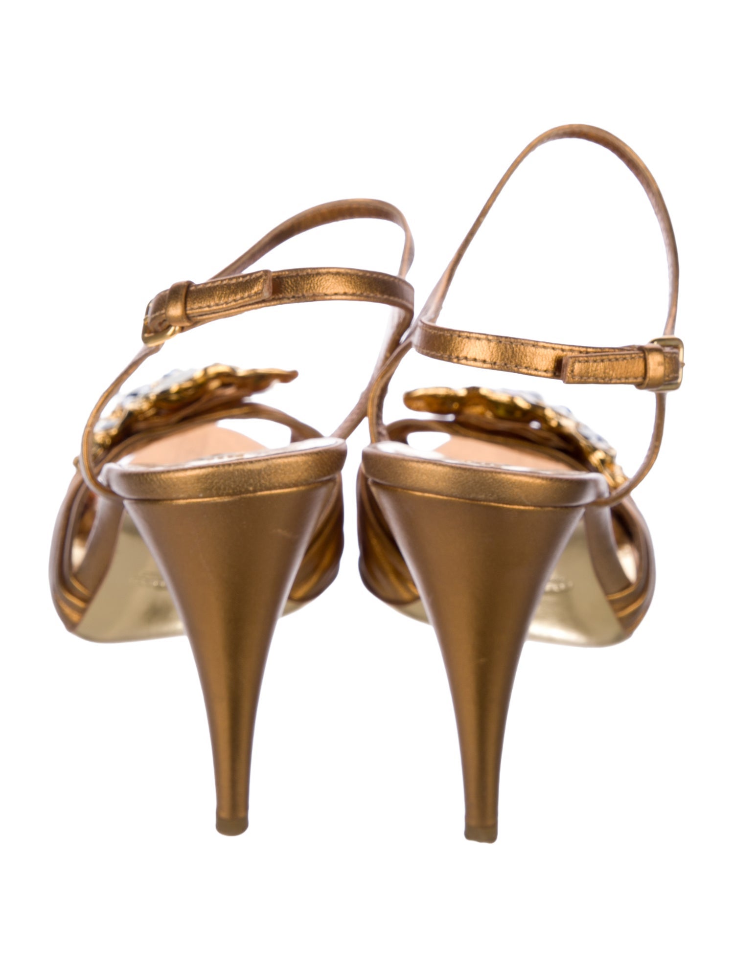 Miu Miu Leather Crystal Embellishments Slingback Sandals
