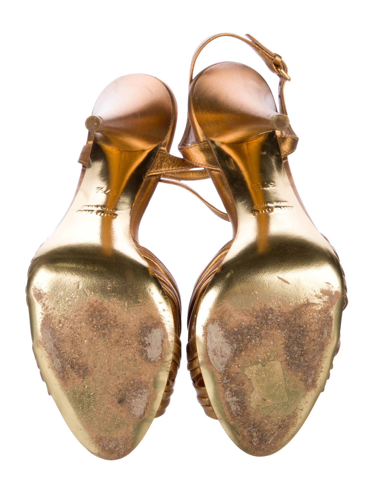 Miu Miu Leather Crystal Embellishments Slingback Sandals