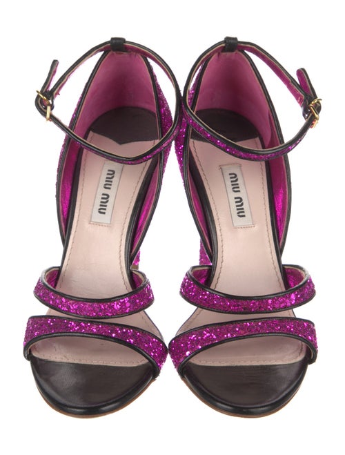 Miu Miu Leather Glitter Accents Sandals