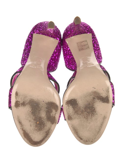 Miu Miu Leather Glitter Accents Sandals