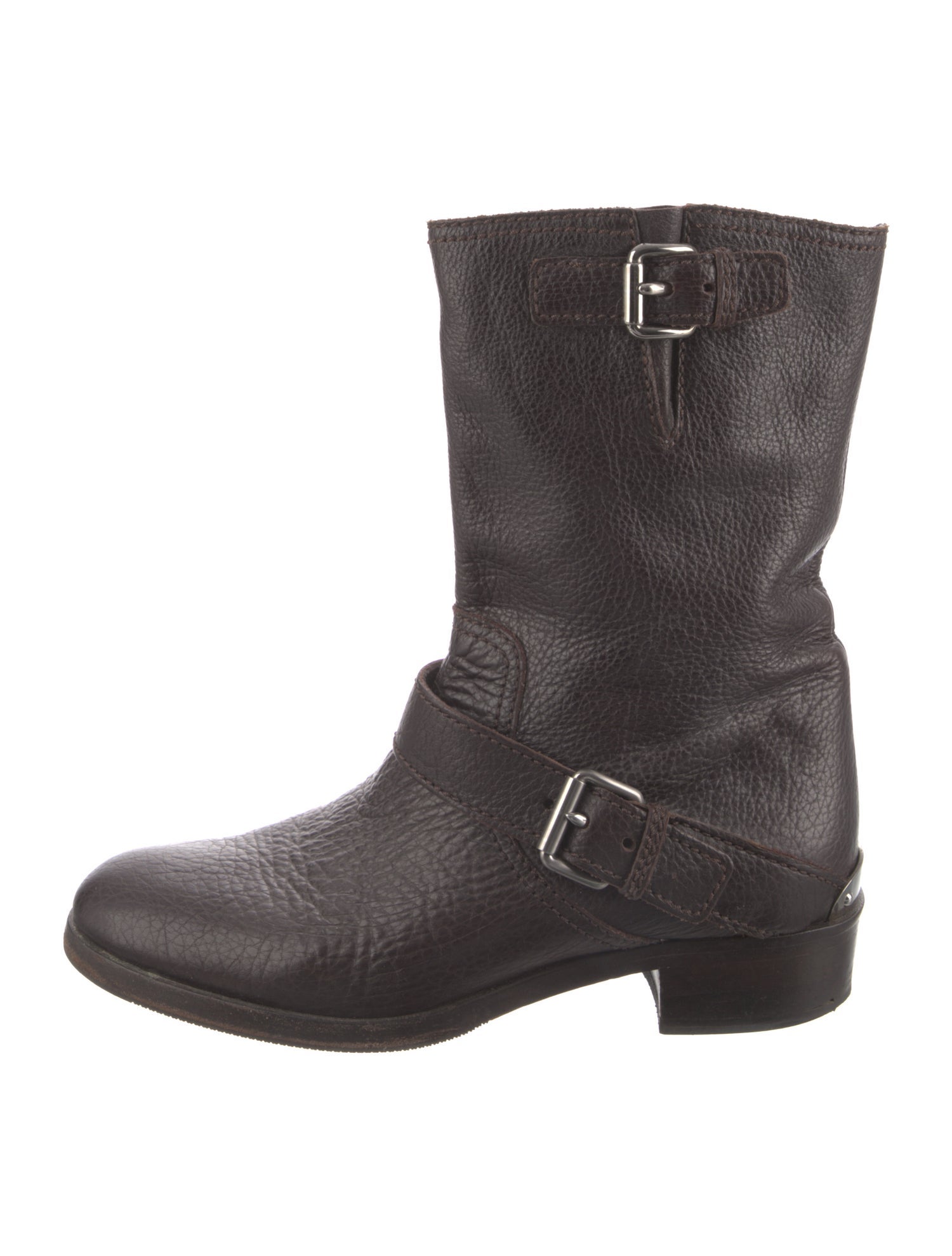 Miu Miu Leather Studded Accents Moto Boots