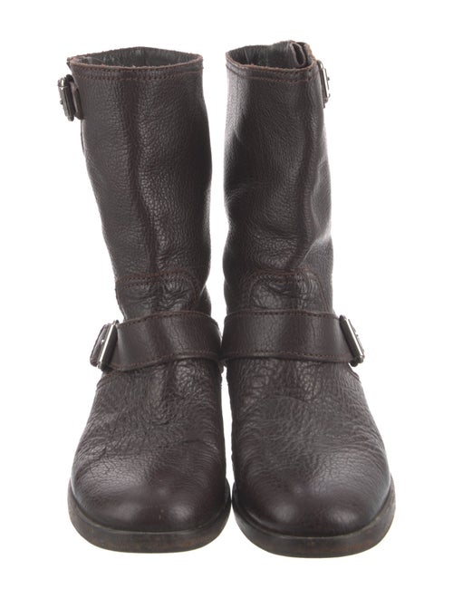 Miu Miu Leather Studded Accents Moto Boots