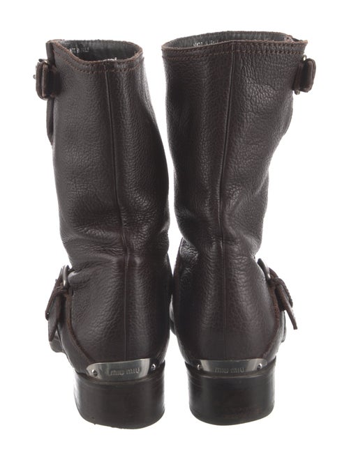Miu Miu Leather Studded Accents Moto Boots