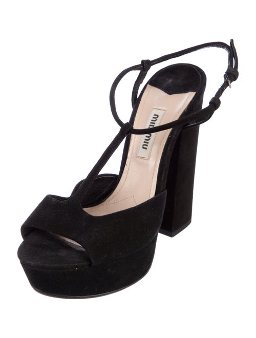 Miu Miu Suede T-Strap Sandals