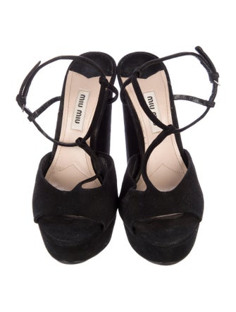 Miu Miu Suede T-Strap Sandals