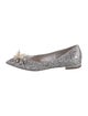 Miu Miu Faux Pearl Accents Glitter Ballet Flats