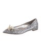 Miu Miu Faux Pearl Accents Glitter Ballet Flats