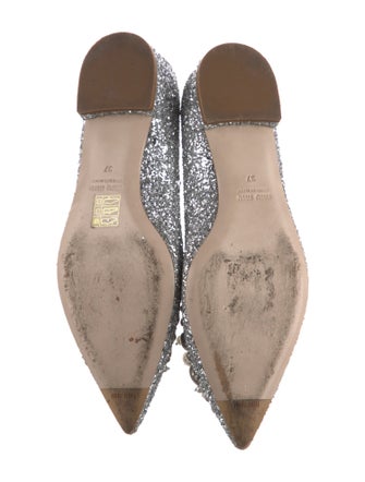 Miu Miu Faux Pearl Accents Glitter Ballet Flats