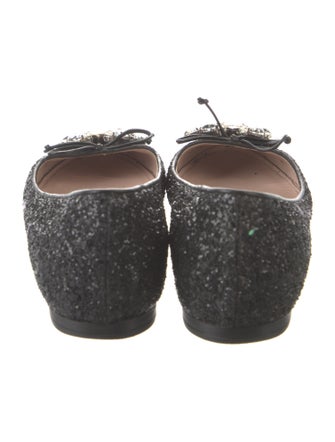 Miu Miu Glitter Bow Accents Ballet Flats