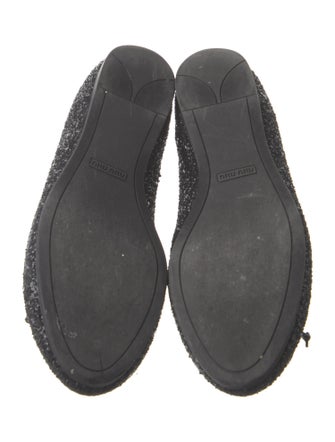 Miu Miu Glitter Bow Accents Ballet Flats