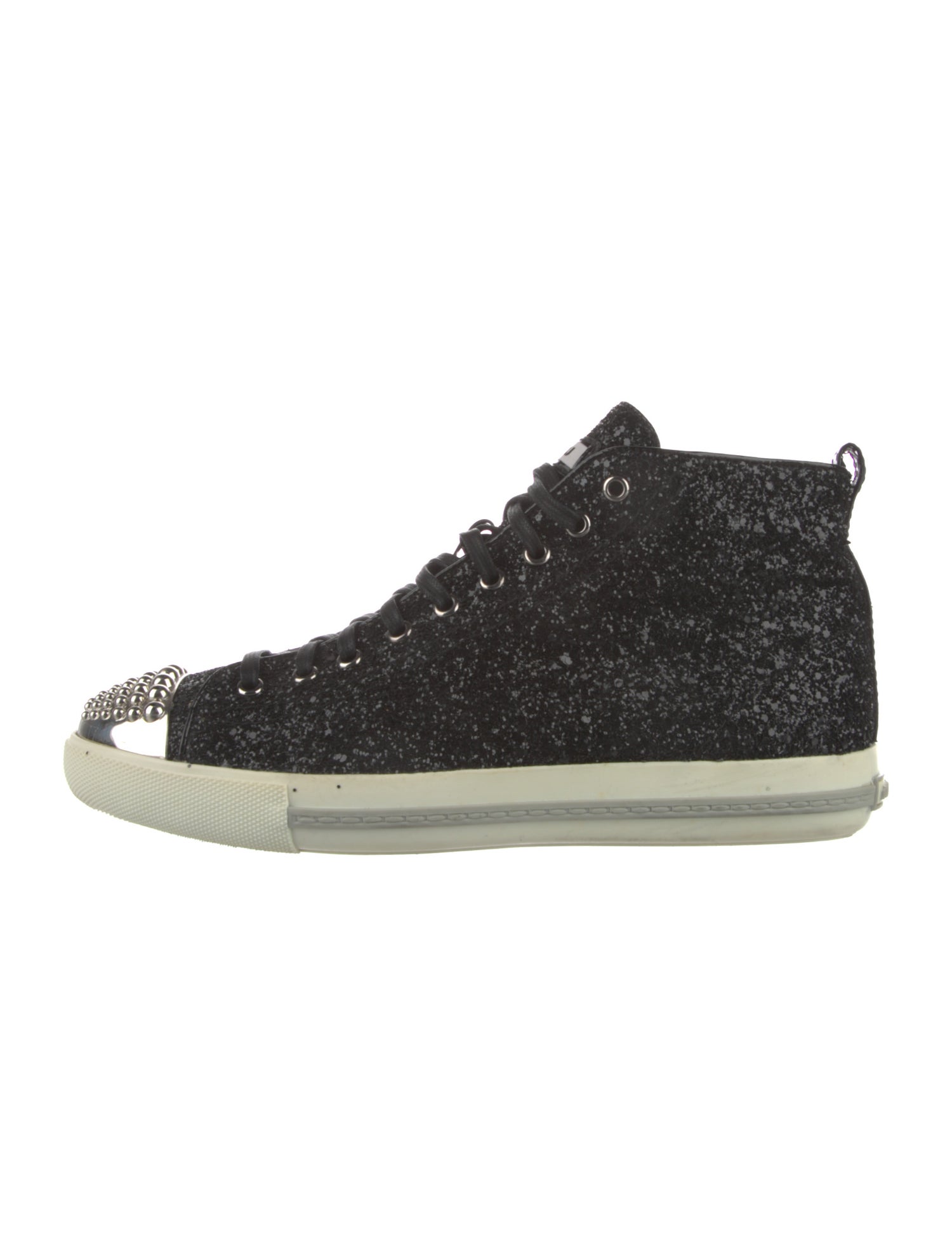 Miu Miu Glitter Colorblock Pattern Sneakers