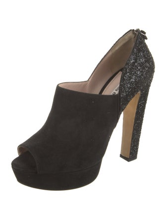 Miu Miu Suede Glitter Accents Pumps