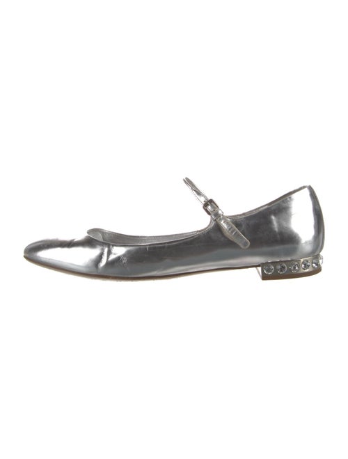 Miu Miu Patent Leather Crystal Embellishments Mary Jane Flats