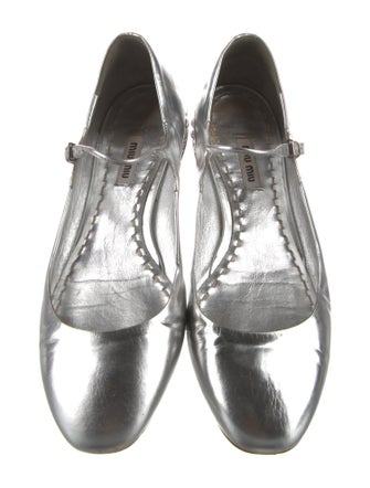 Miu Miu Patent Leather Crystal Embellishments Mary Jane Flats