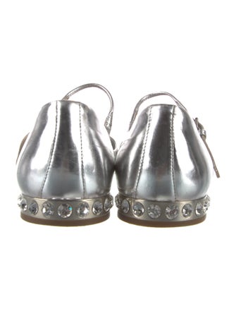 Miu Miu Patent Leather Crystal Embellishments Mary Jane Flats