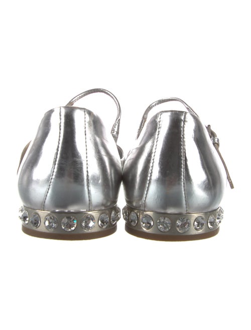 Miu Miu Patent Leather Crystal Embellishments Mary Jane Flats