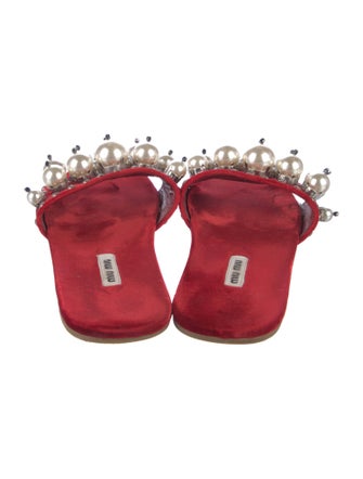 Miu Miu Velvet Studded Accents Slides