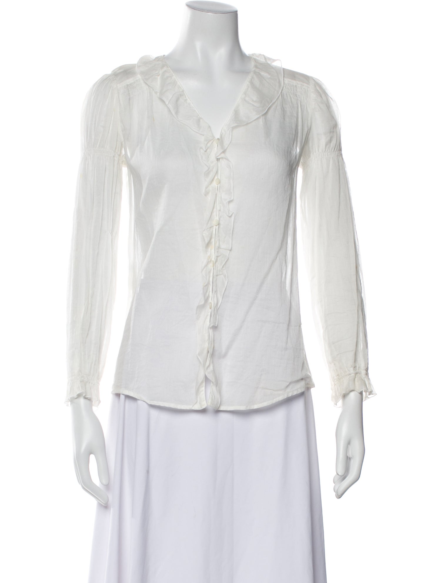 トップス Miu Miu frill tops Miu Miu Ruffle Top in Bianco | FWRD