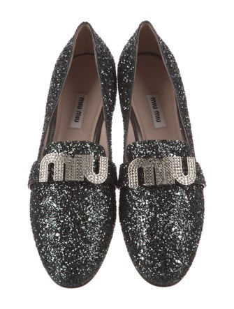 Miu Miu Glitter Studded Accents Loafers