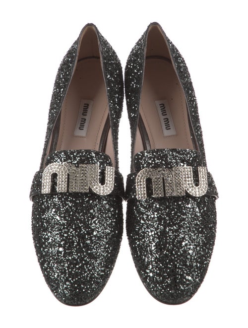 Miu Miu Glitter Studded Accents Loafers