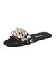 Miu Miu Faux Pearl Accents Velvet Slides