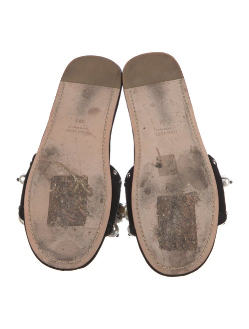 Miu Miu Faux Pearl Accents Velvet Slides
