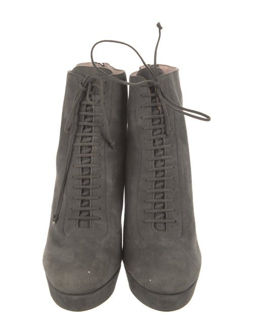 Miu Miu Suede Glitter Accents Lace-Up Boots