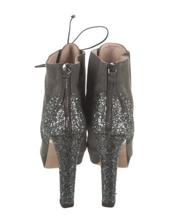 Miu Miu Suede Glitter Accents Lace-Up Boots