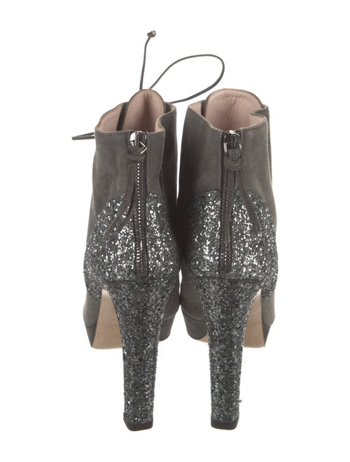 Miu Miu Suede Glitter Accents Lace-Up Boots