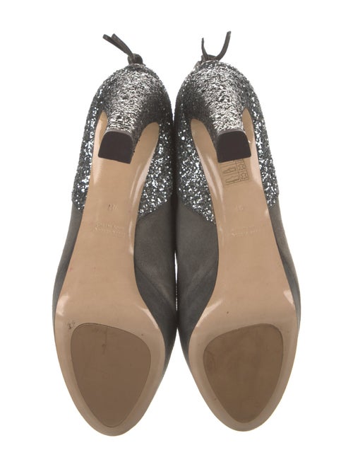 Miu Miu Suede Glitter Accents Lace-Up Boots