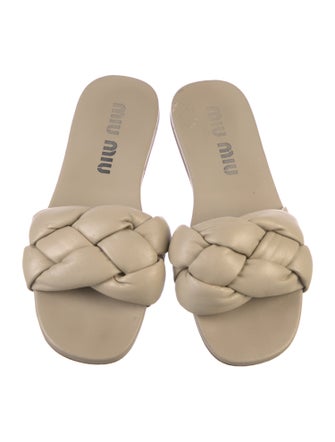 Miu Miu Leather Braided Accents Slides