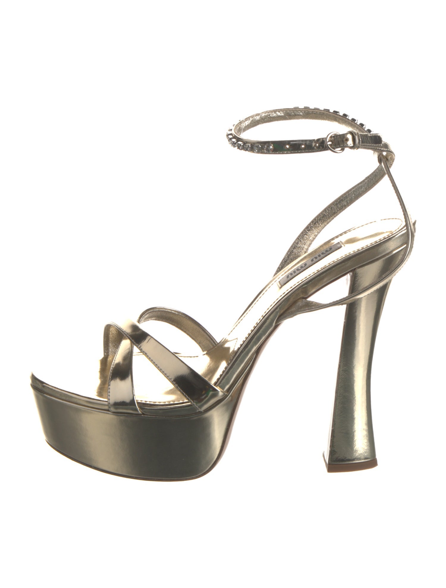 Miu Miu Leather Crystal Embellishments Sandals