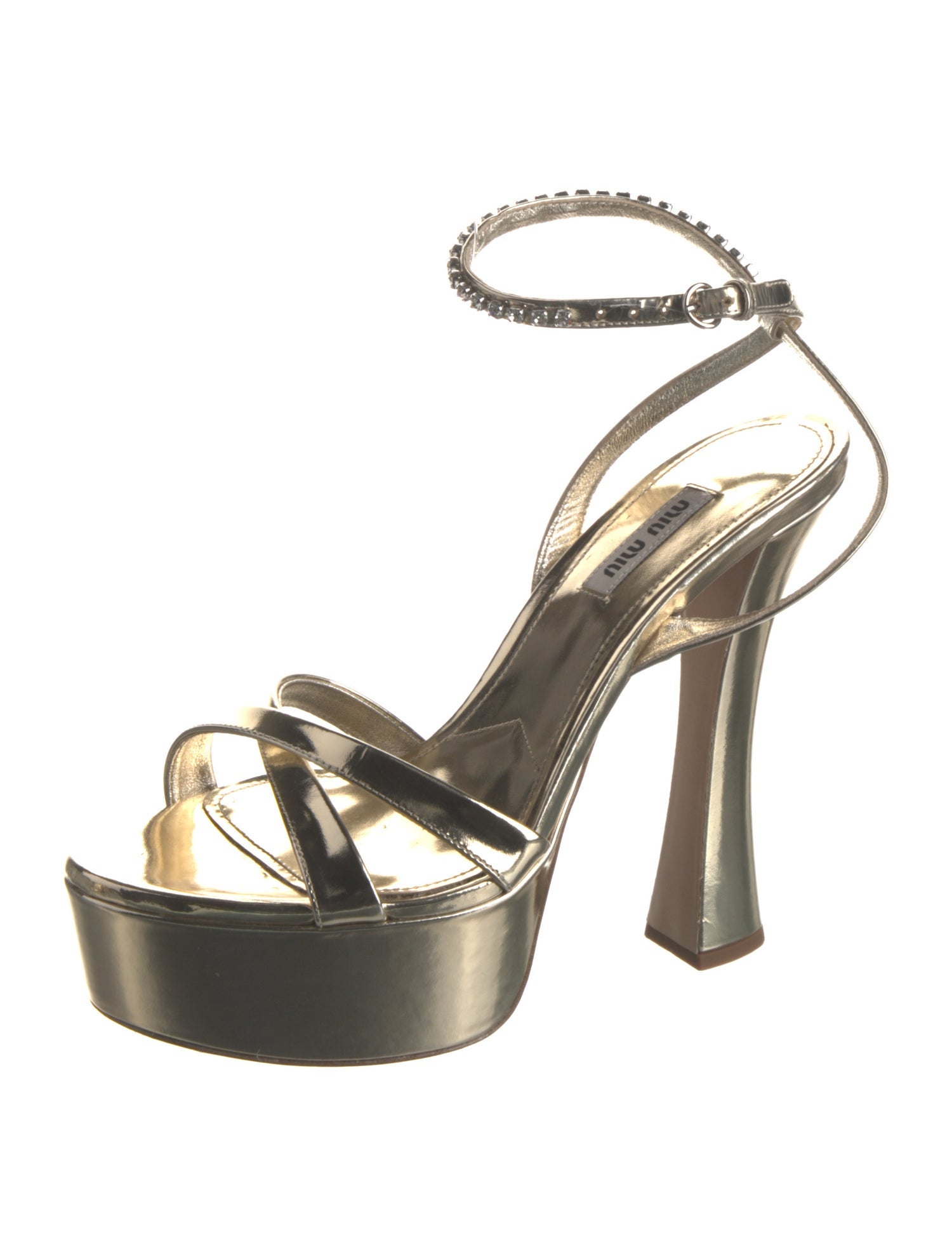 Miu Miu Leather Crystal Embellishments Sandals