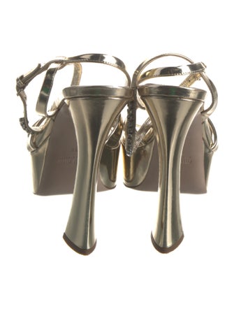 Miu Miu Leather Crystal Embellishments Sandals