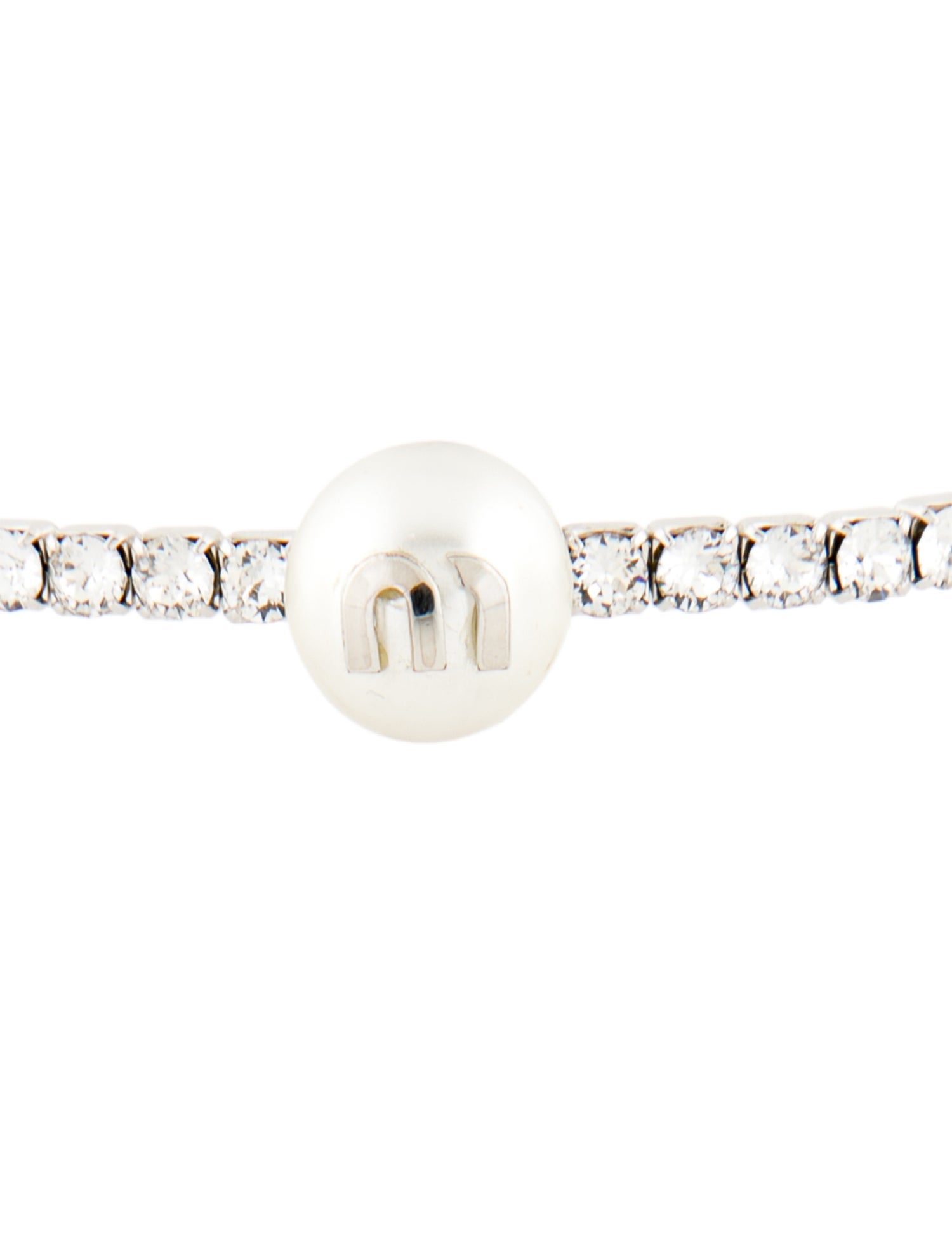 Miu Miu Faux Pearl & Crystal Solitaire Jewels Choker Necklace