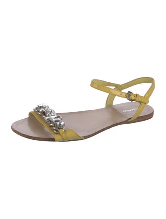 Miu Miu Leather Crystal Embellishments Sandals