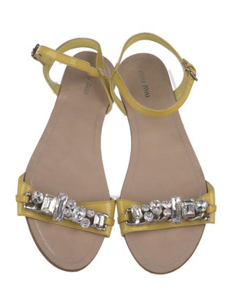 Miu Miu Leather Crystal Embellishments Sandals