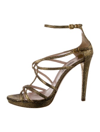 Miu Miu Leather Animal Print Sandals