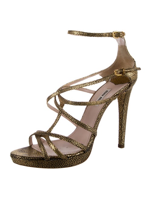 Miu Miu Leather Animal Print Sandals