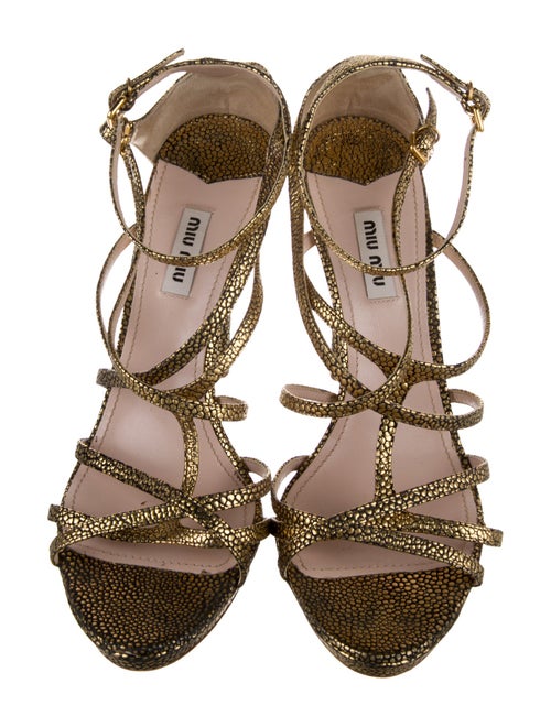 Miu Miu Leather Animal Print Sandals