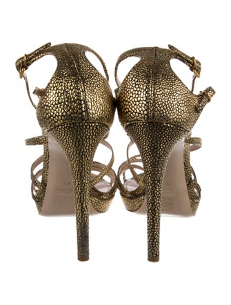 Miu Miu Leather Animal Print Sandals