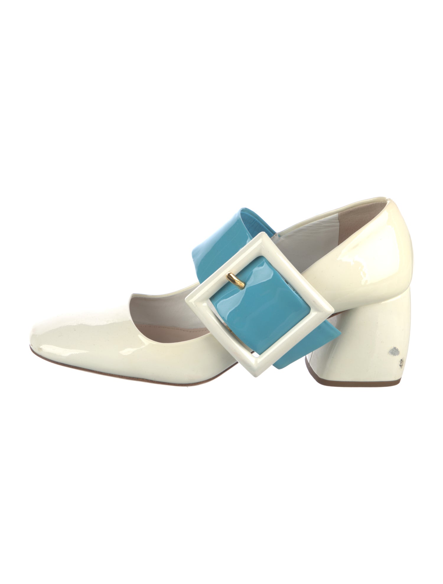 Miu Miu Patent Leather Colorblock Pattern Mules