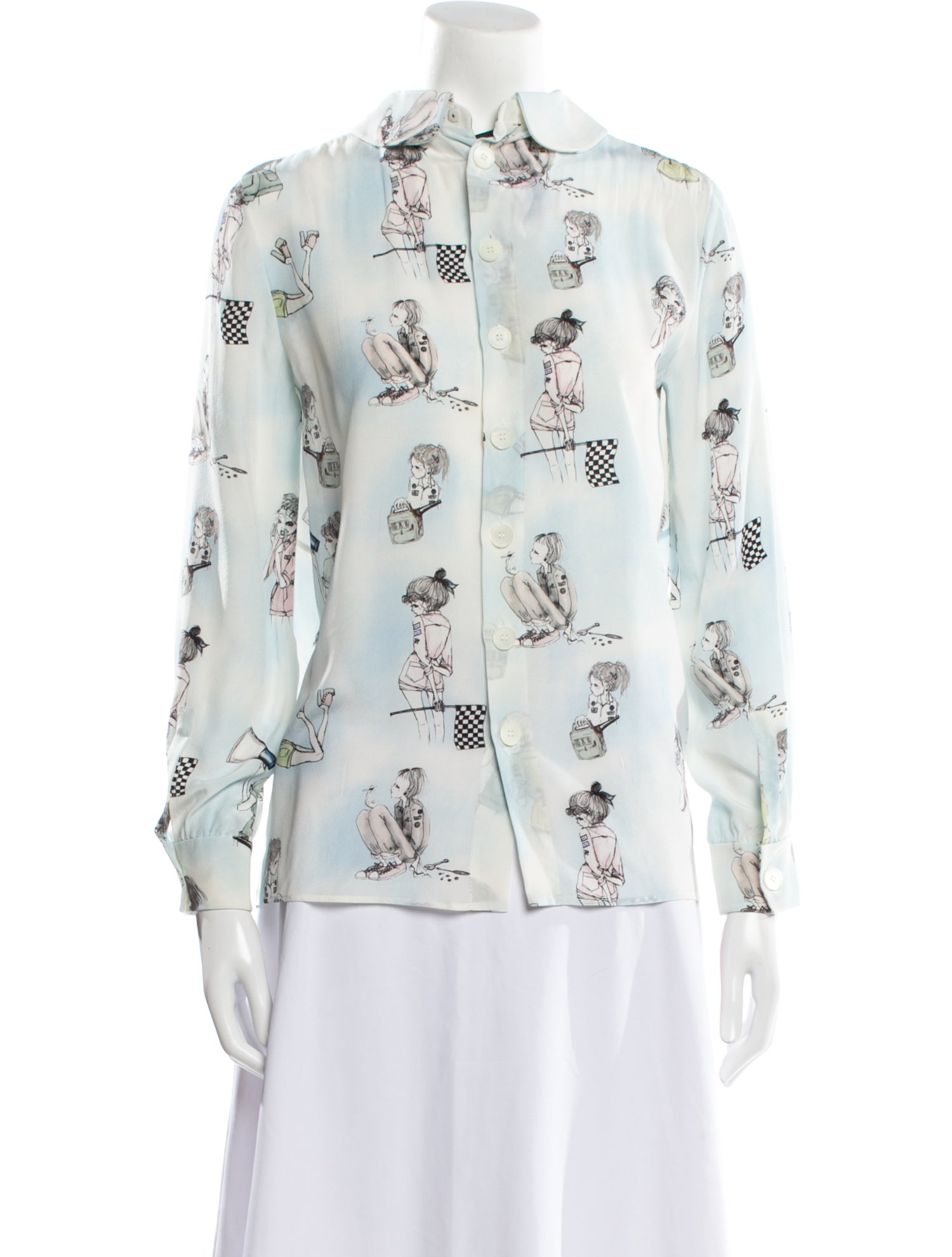 Miu Miu 2018 Graphic Print Button-Up Top