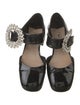 Miu Miu Patent Leather Crystal Embellishments Mules