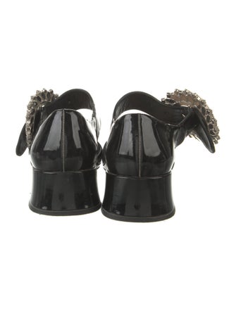 Miu Miu Patent Leather Crystal Embellishments Mules