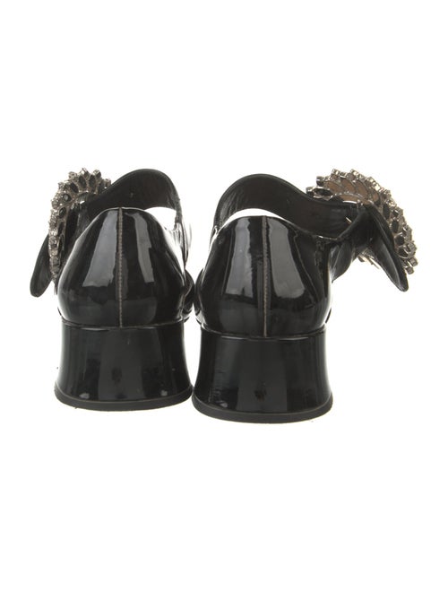 Miu Miu Patent Leather Crystal Embellishments Mules