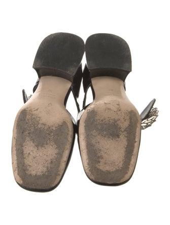 Miu Miu Patent Leather Crystal Embellishments Mules