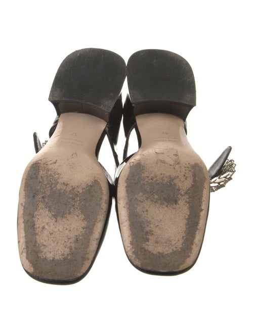 Miu Miu Patent Leather Crystal Embellishments Mules